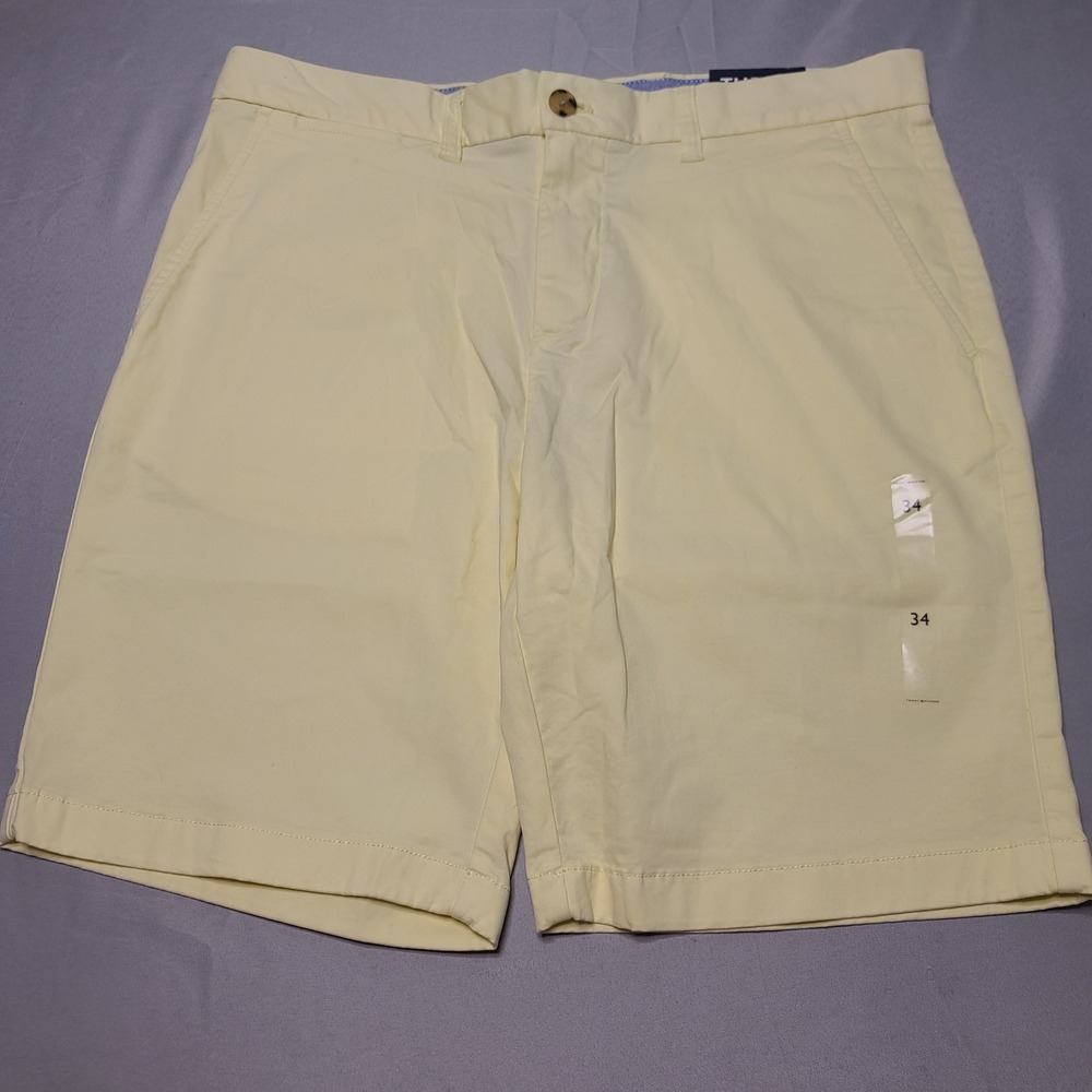 Tommy Hilfiger Chino Shorts Mens 34 Yellow THFlex Stretch 9 Inseam New